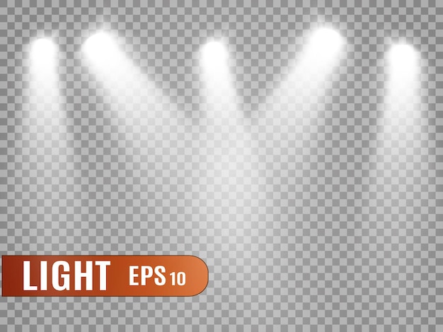 透明効果のコレクションを舞台照明スポットライト付きの明るい照明