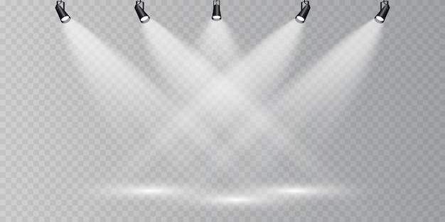 Vector stage lighting on a transparent background bright lighting with spotlights directional studio light