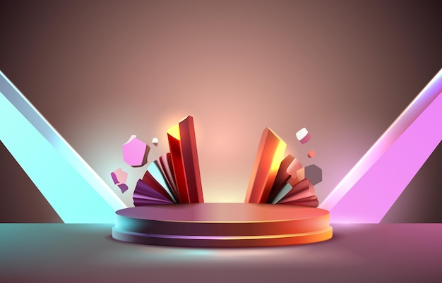 Stage podium met verlichting Stage Podium Scene met voor Award Decor element abstracte achtergrond