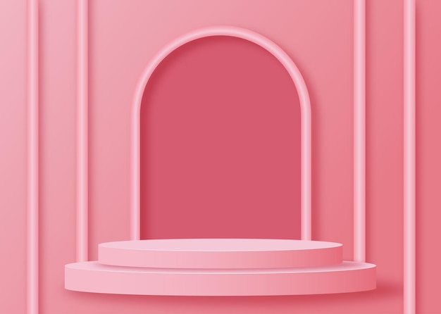 stage podium on pink background