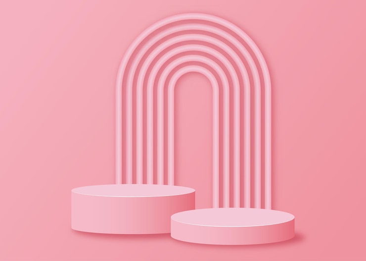 Vector stage podium on pink background