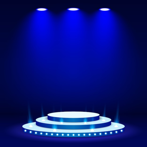 Stage podium verlichte scène schijnwerper met blauwe verlichting