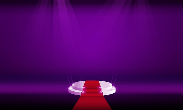 Stage podium with lighting stage podium scene with for award ceremony on light pink background vector design