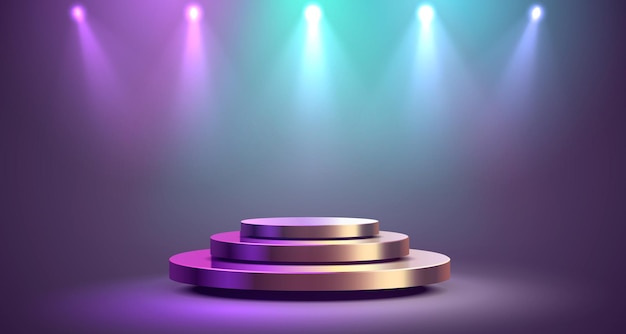 Stage podium with lighting stage podium scene with for award decor element background vector