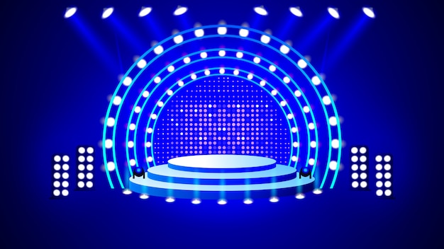 Vector stage podium with lighting