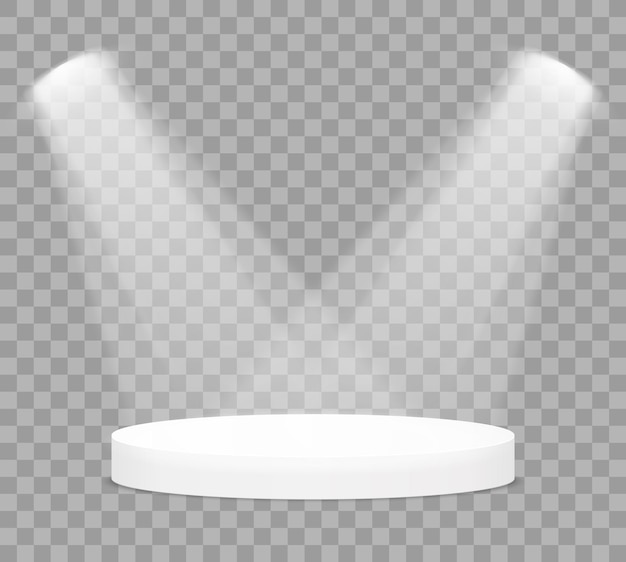 Stage podium with spotlight on grey background vector illustration