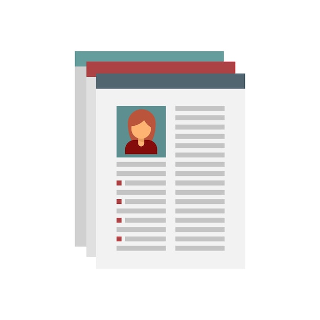 Stage werknemer cv icon Vlakke afbeelding van stage werknemer cv vector pictogram geïsoleerd op een witte achtergrond