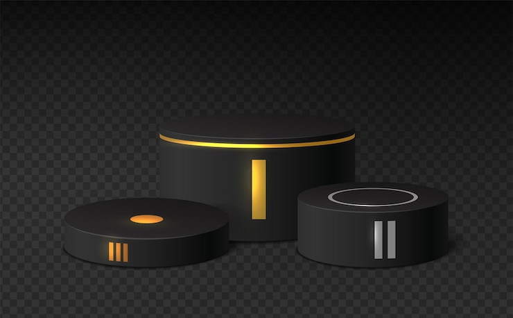 Vector stage winner podium realistic vector 3d illustration