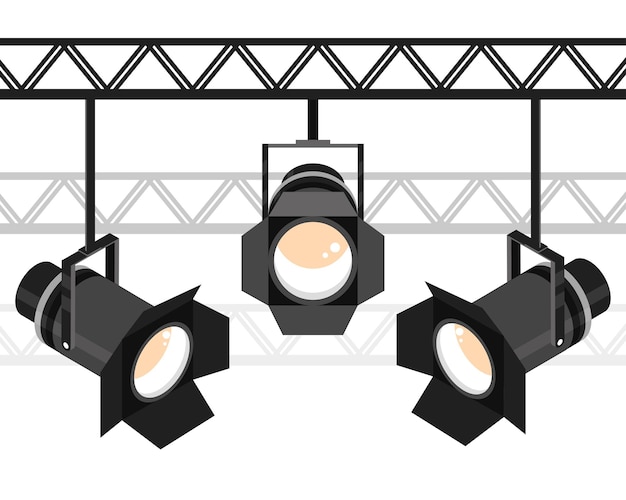 Vector stage with hanging floodlights