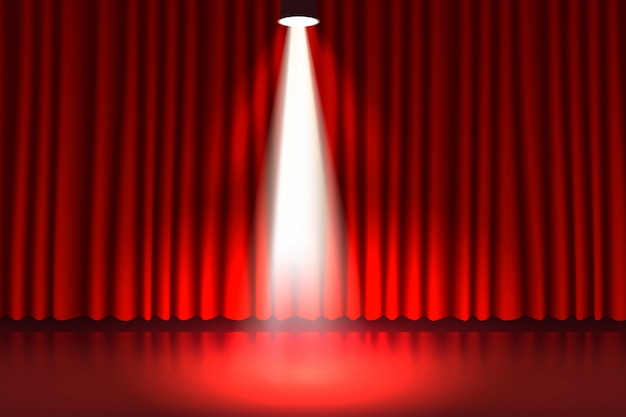 Stage with a red curtain