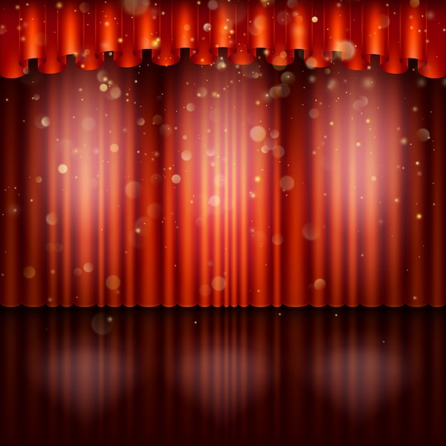 Vector stage with red curtain.