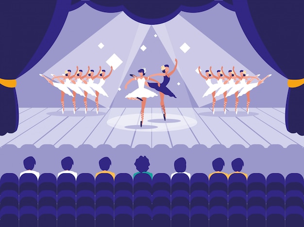 Vector stage with show ballet scene