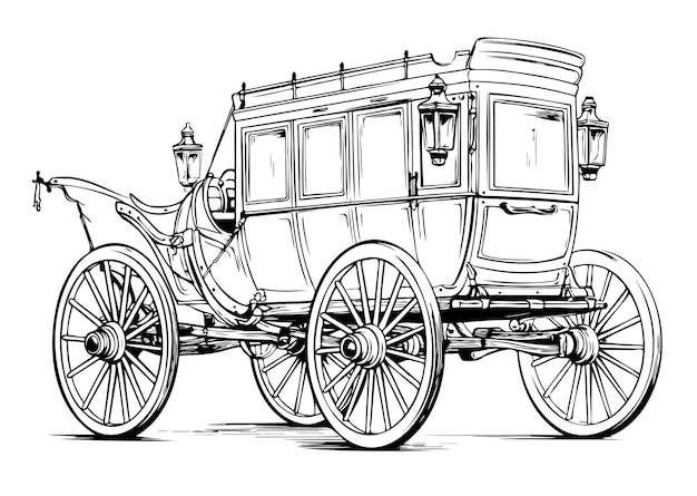 Vector stagecoach covered wagon sketch vector design vector illustration