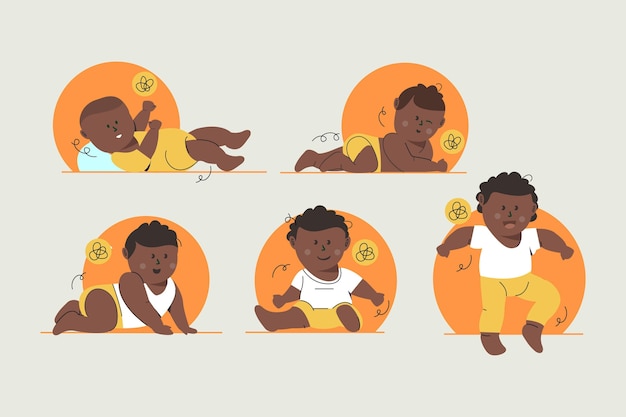 Stages of a baby boy illustration