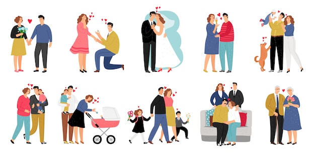 Stages of family illustration