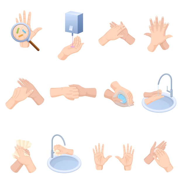 Stages proper care of hands, washing, preventive maintenance of bacteria