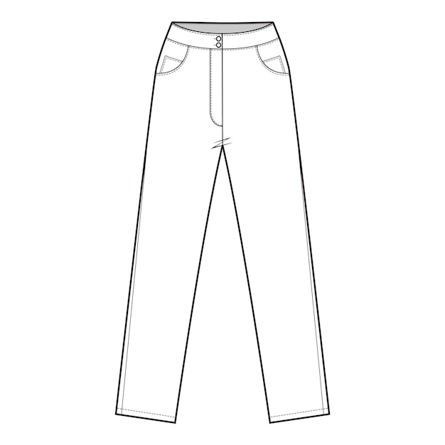 Vector staight jeans broeken platte tekening mode platte schetsen