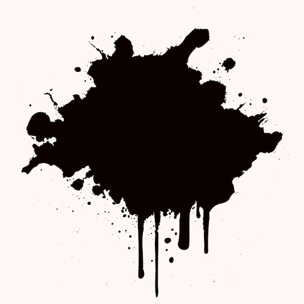 Stain of black paint on white ink splash texture