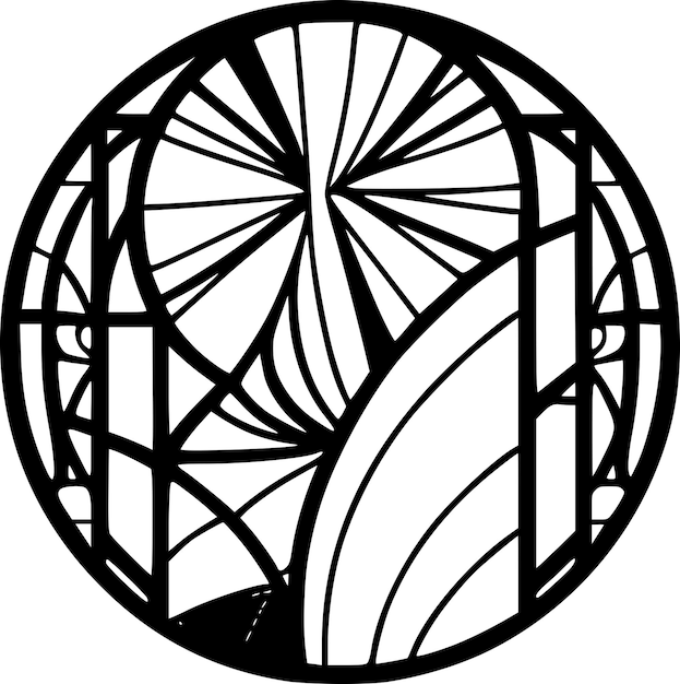 Stained Glass Black and White Vector illustration