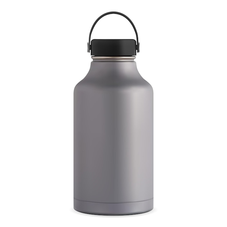 Vector stainless steel water bottle template thermo flask