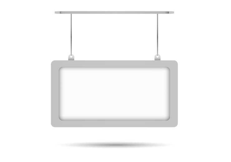 Vector stainless steel white frame mockup blank template with hanging shape