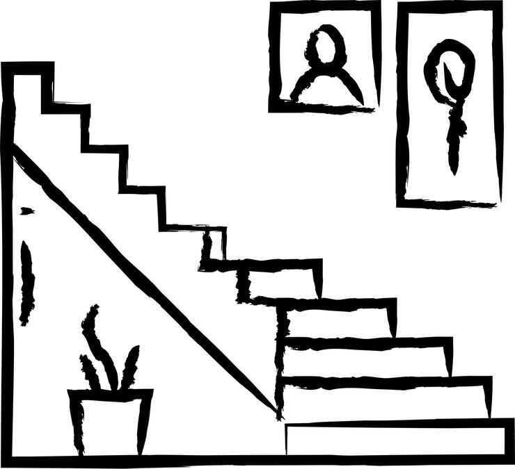 Vector stair case step hand drawn vector illustration