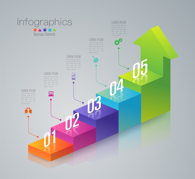 プレゼンテーションのための階段のinfographics要素