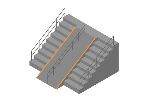 Vector stair and ramp isometric view simple flat illustration