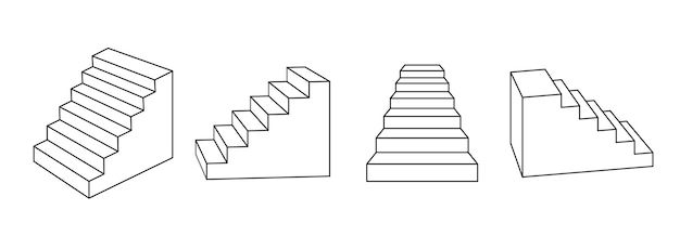 계단 벡터 아이콘흰색 배경 계단에 격리된 개요 벡터 아이콘