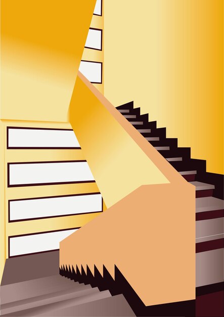 Vector staircase modernist gradient yellow stairs