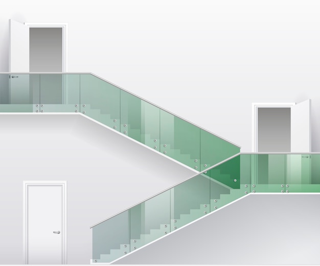 Vector stairs and doors