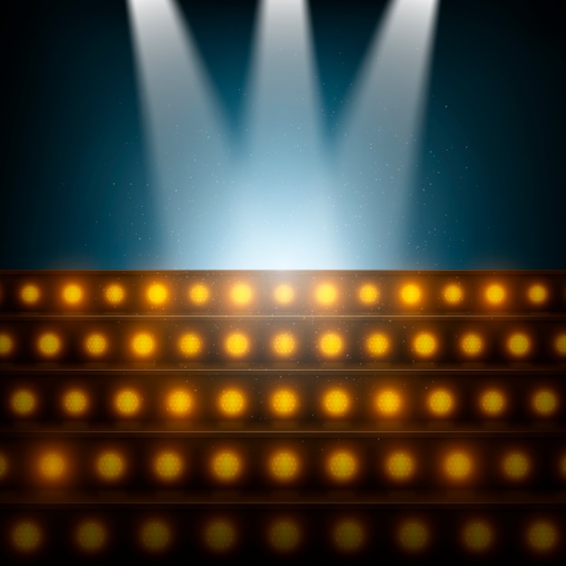 Vector stairs with spotlights to illuminated stage.