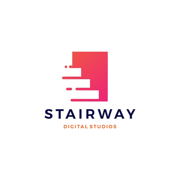 Stairway digital tech upstair logo vector icon