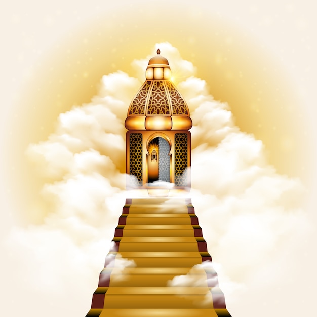 Vector stairway to heaven door illustration