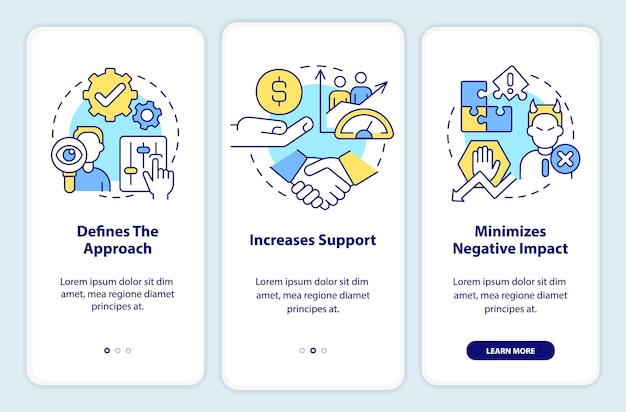 Stakeholder management plan onboarding mobile app screen