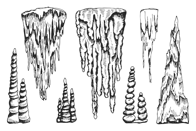 分離された鍾乳石ベクトル手描き