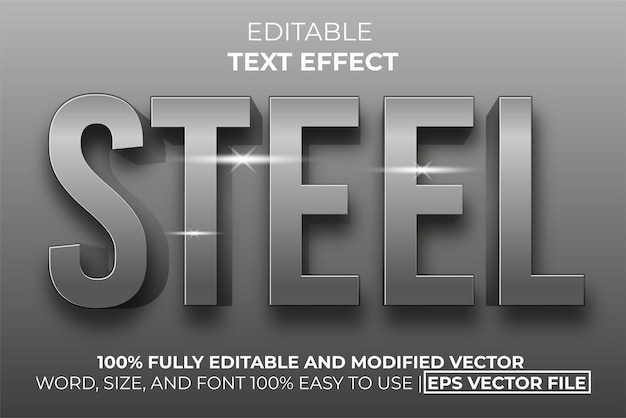 Vector stalen teksteffect gemakkelijk te bewerken premium vector