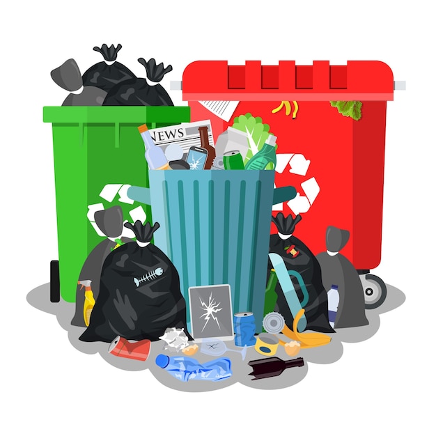 Stalen vuilnisbak vol met afval