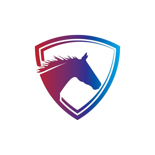 Vector stallion horse with shield logo design