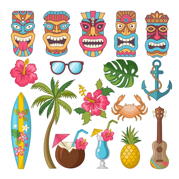 Stammen symbolen van Hawaiiaanse en Afrikaanse cultuur