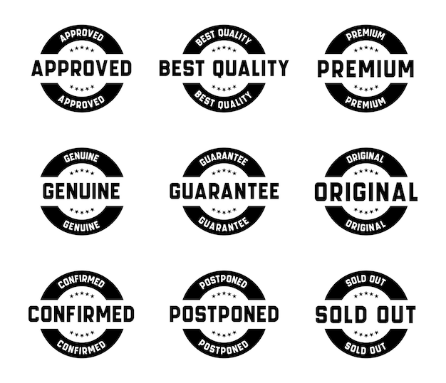 Stamp design set premium quality guaranteed approved sold out postponed confirmed genuine o