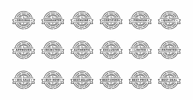 Stamp seal vector set