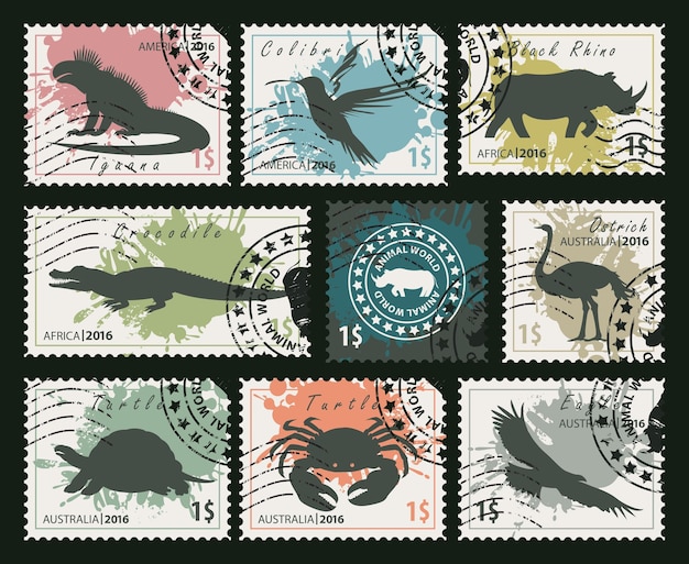 Stamps on animals and birds