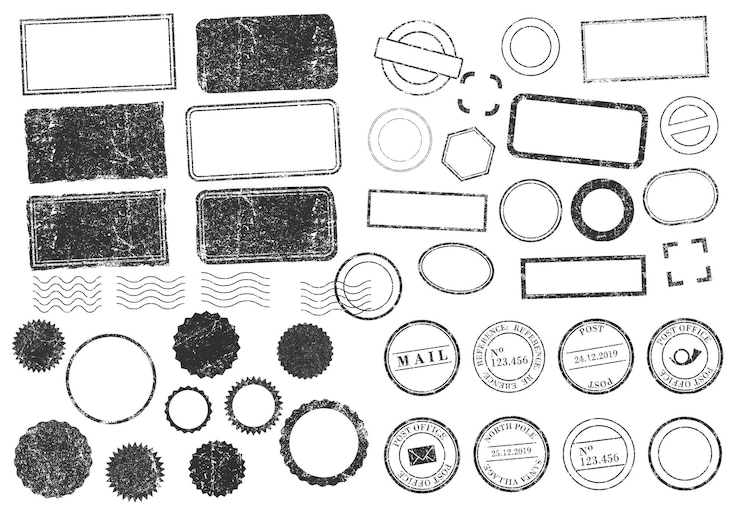 Vector stamps frames vector set stamp grunge ink rubber labels isolated on white background