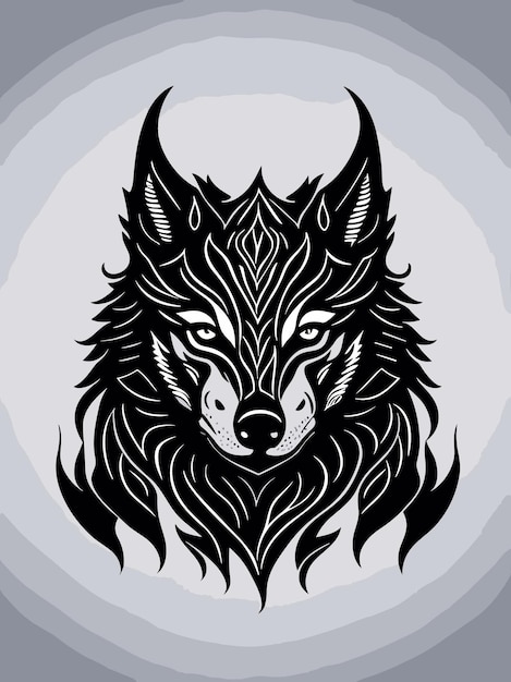 stamwolf hoofd silhouet mythologie logo monochrome ontwerp stijl kunstwerk illustratie vector