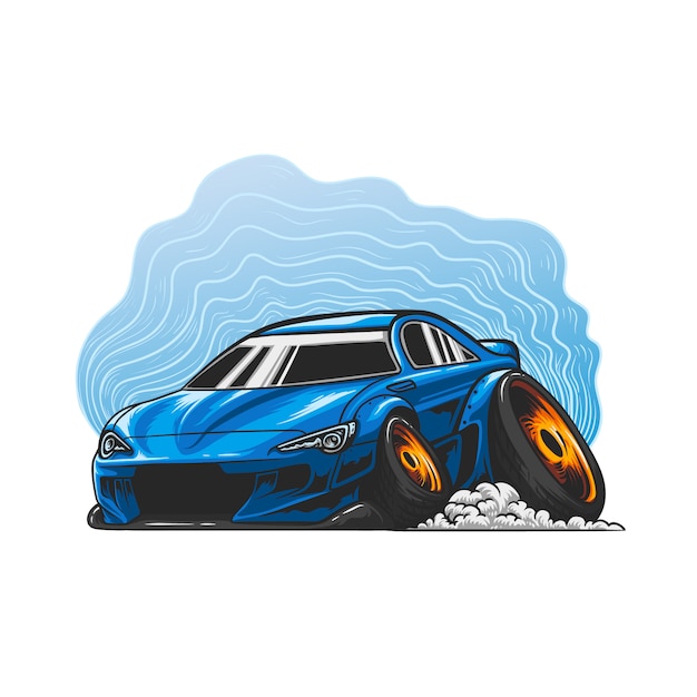 Vector stance car hand drawn