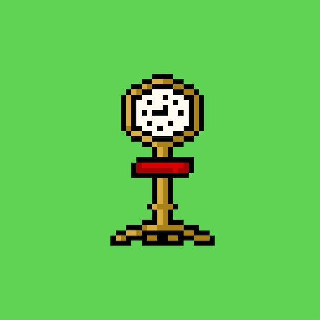 Stand clock with pixel art style