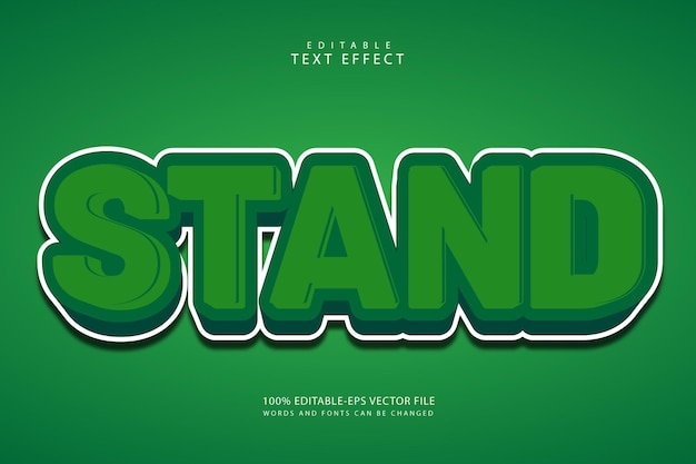 Stand editable text effect 3 dimension emboss cartoon style