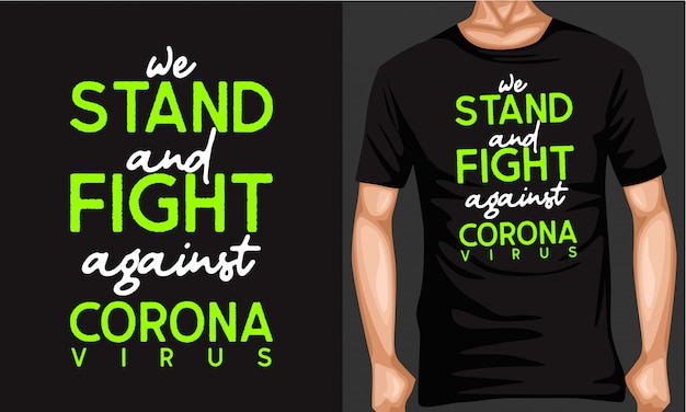 코로나 레터링 타이포그래피 티셔츠에 맞서 싸우십시오.