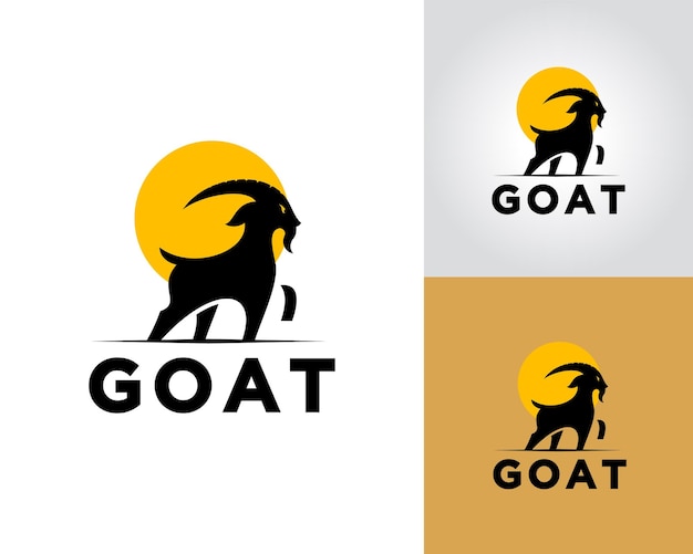 Stand goat sun background logo design inspiration